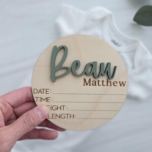Baby Announcement Plaque for Hospital | Wooden Name Reveal Plate | Newborn Photo Prop with Birth Stats | Baby Hospital Sign | Footprint Sign image 5