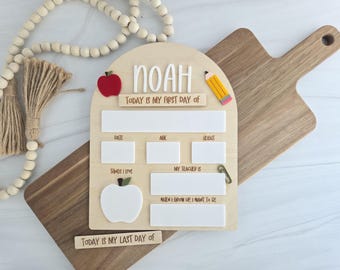 First Day of Preschool Sign, First Day of School Sign, Personalized Back to School Board, Reusable School Photo Prop, Kindergarten Sign