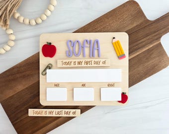 Personalized First Day of School Sign | Reusable Dry Erase Board, Photo Prop