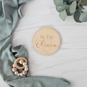 Birth Announcement Sign, Baby Name Reveal, Wooden Baby Plaque, Baby Announcement, Hospital Name Sign for New Baby