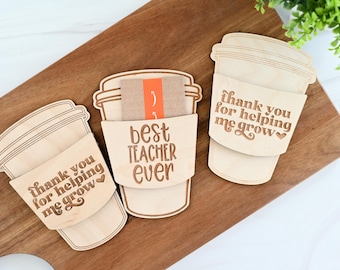 Personalized Teacher Coffee Gift Card Holder – Baltic Birch Wood Appreciation Gift
