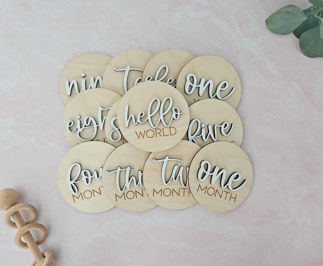 Baby Monthly Milestone Markers | Baby Milestones Cards | Wooden ...