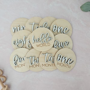 Marqueurs d'étapes mensuelles pour bébé | Cartes Jalons bébé | Panneaux jalons en bois | Cadeau baby shower | Cadeaux pour bébé | Faire-part de naissance