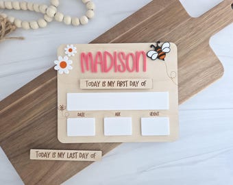 Personalized First & Last Day of School Sign, Reusable Dry Erase Board