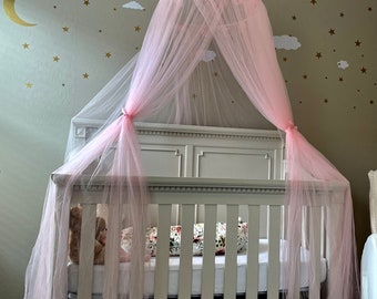 Kids Crib Mesh Mosquito Canopy Pink Frills Princess Bed Canopy  