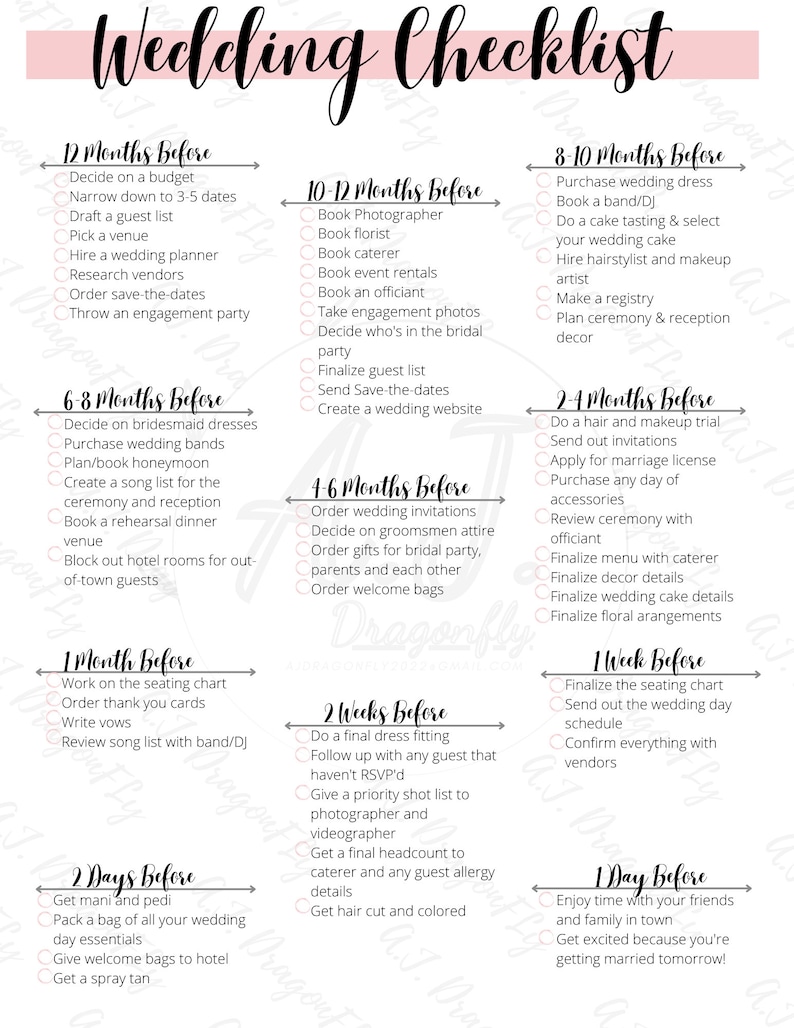 Editable Digital Download Wedding Checklist Canva Editable - Etsy