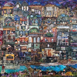 City at Night II - Giclee Fine Art Print  of Original Cut Paper/Mixed Media Collage
