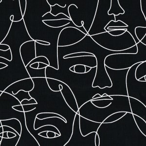 Textiles français Face 2 Face Cotton Fabric - 140 cm wide - White on Jet Black