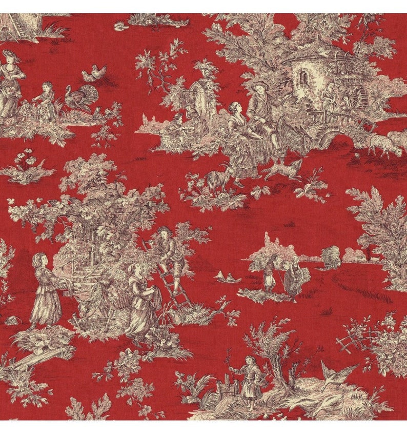 Textiles Français Toile De Jouy Fabric la Grande Vie Etsy