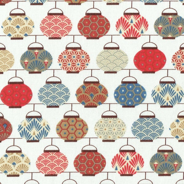 Textiles français Japonais Lanternes tissu 100% Coton 160 cm de large