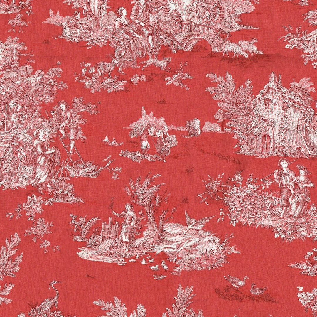 Textiles Français Toile De Jouy Fabric la Grande Vie Rustique
