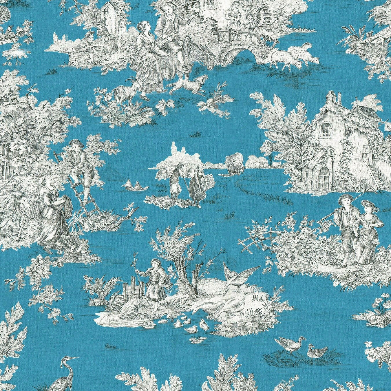 Textiles Français Toile De Jouy Fabric la Grande Vie Etsy