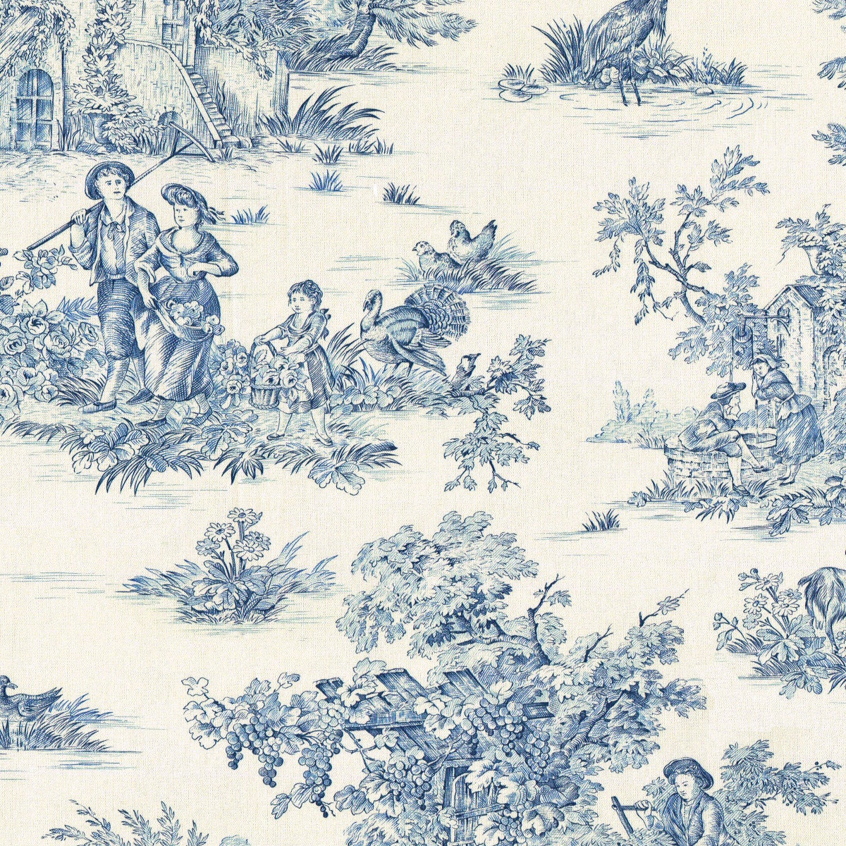 Textiles Français Toile De Jouy Fabric la Grande Vie Etsy