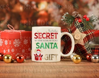 Personalized Secret Santa Mug, 11oz Coffee Cup for Holiday Gifts