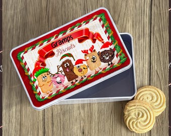 Personalised Biscuit Tin, Custom Christmas Treat Storage Box