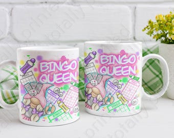 Bingo Queen Mug with Gonk Design, 11oz Sublimation Coffee Cup