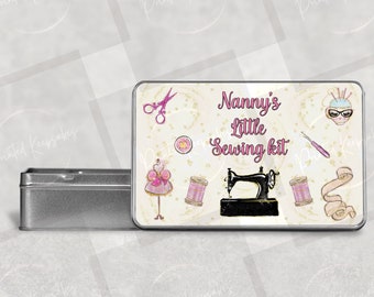Personalised Sewing Tin, gift, present, mom, nanny, grandma, gran