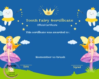 Afdrukbaar prijscertificaat, Digitale download, Afdrukbaar, Tandenfeeprijs, Schoolcertificaat, Afdrukbare school