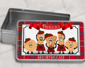 Personalised Biscuit Tin for Shortbread Treats, Custom Design with Editable Text