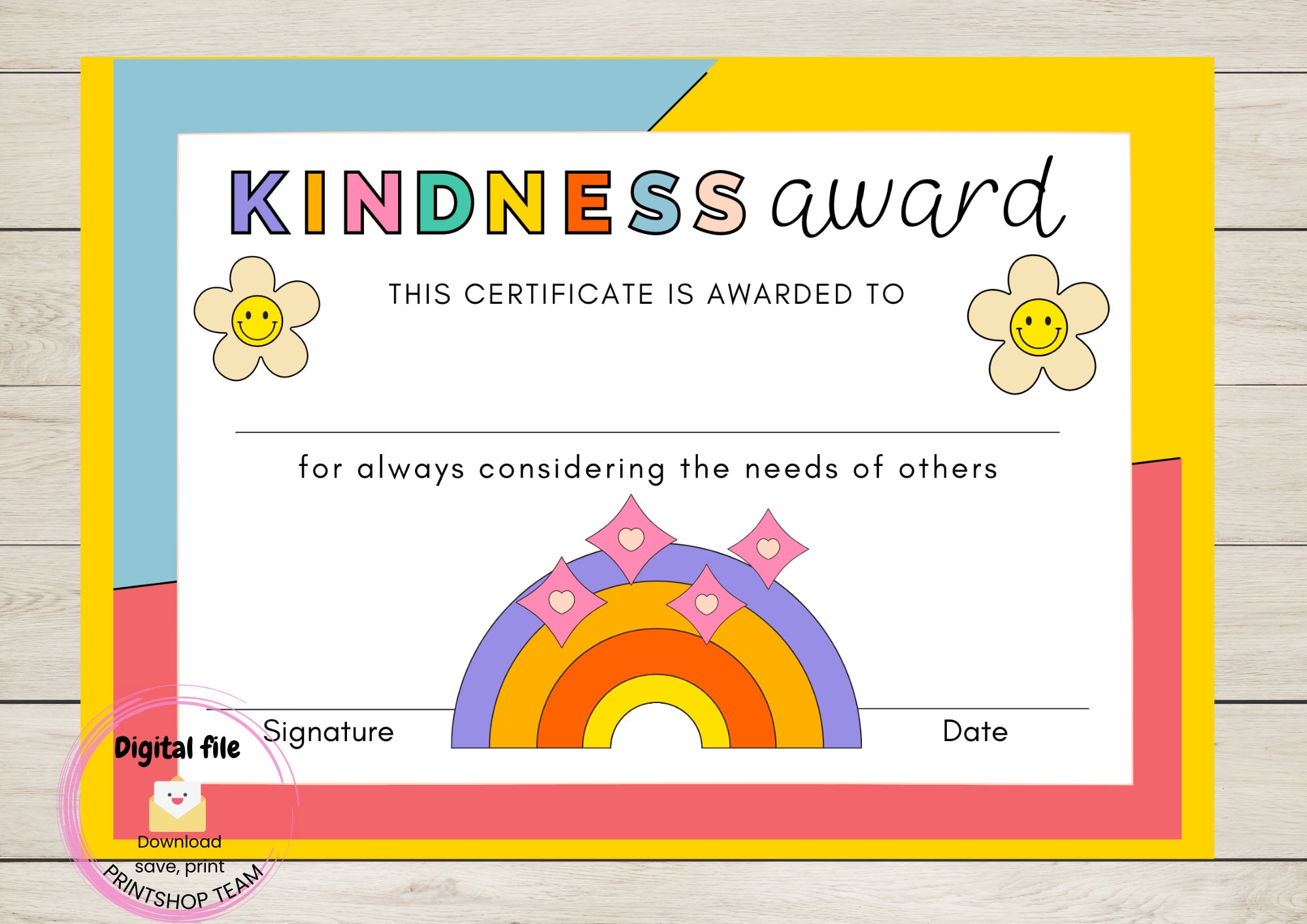 Printable Awards Certificate, Digital Download, Printable, KINDNESS Award, School Certificate, School Printable - Etsy