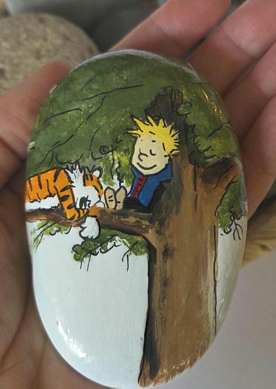 Calvin and Hobbes Hand Painted Rock - Etsy