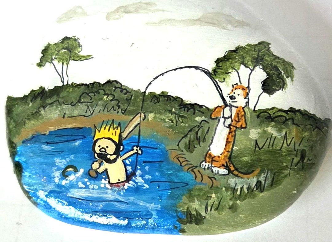 Handpainted Rock: Calvin and Hobbes - Etsy