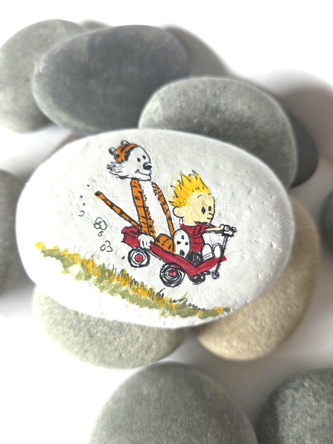 Calvin and Hobbes Hand Painted Rock - Etsy