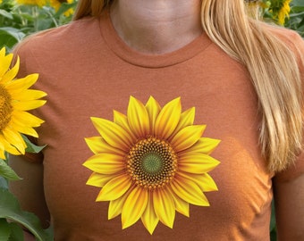 Sunflower Shirt, Women's Fall Shirt, Floral Tee Shirt, Sunflower Graphic T-shirt, Flower Shirt, Sunflower T-shirt, Sunflower Shirts, Gift T