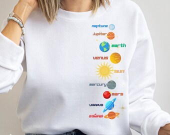 Solar System Planets Sweatshirt, Space Geeks Gift, Space Shirt, Solar System Shirt, Nasa Sweatshirt, Nasa Shirt,Astronomy Shirt, Planets Top