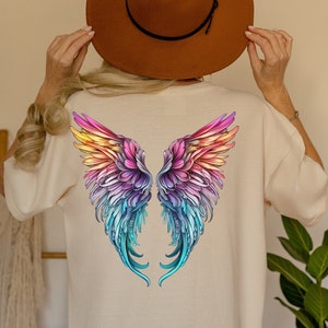 Angel Wings Shirt, Whimsical Wings, Ombre Angel Wings, Comfort Colors, Oversized Shirt,