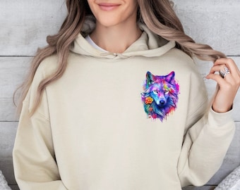 Moonlit Wolf Graphic Hoodie: Nature-Inspired Unisex Sweatshirt