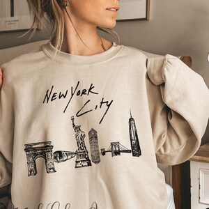 New York Sweatshirt, New York City Sweatshirt, New York City Landmark Sweatshirt, NYC Sweatshirt For Women, East Coast Sweatshirt, New York