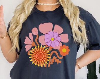 Comfort Colors Wildflower Shirt: Boho Floral Oversized Tee
