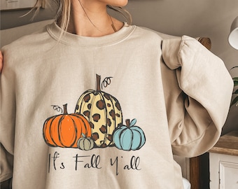 Herfstsweater met pompoen en luipaardprint, ronde hals dames