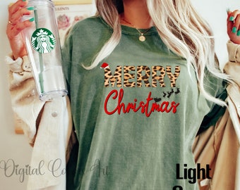 Christmas Shirt, Comfort Colors® Retro Christmas T-Shirt, Christmas Season Shirt, Retro Christmas Shirt, Leopard Christmas Tee, Santa Shirt