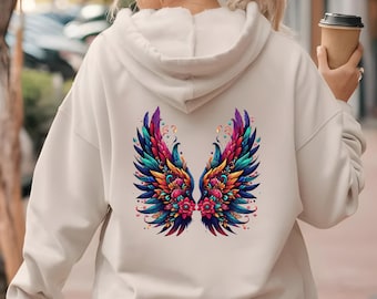 Bluza z kapturem Ombre Angel Wings: Modna bluza z grubej mieszanki VSCO