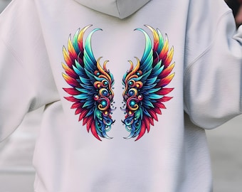 Bluza z kapturem Ombre Angel Wings: Modna bluza z grubej mieszanki VSCO