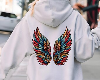 Ombre Angel Wings Hoodie: Trendy VSCO Graphic Sweatshirt