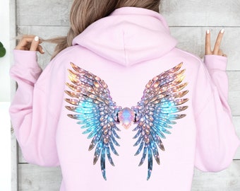 Bluza z kapturem Crystal Angel Wings – Heavy Blend Pink Top