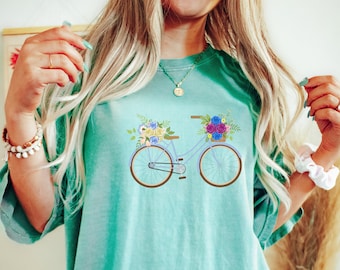 Comfort Colors Floral Bicycle Shirt - Garden Tee