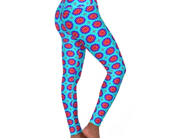 Yoga legging met abstracte print en hoge taille, fitnesslegging met 4-way stretch