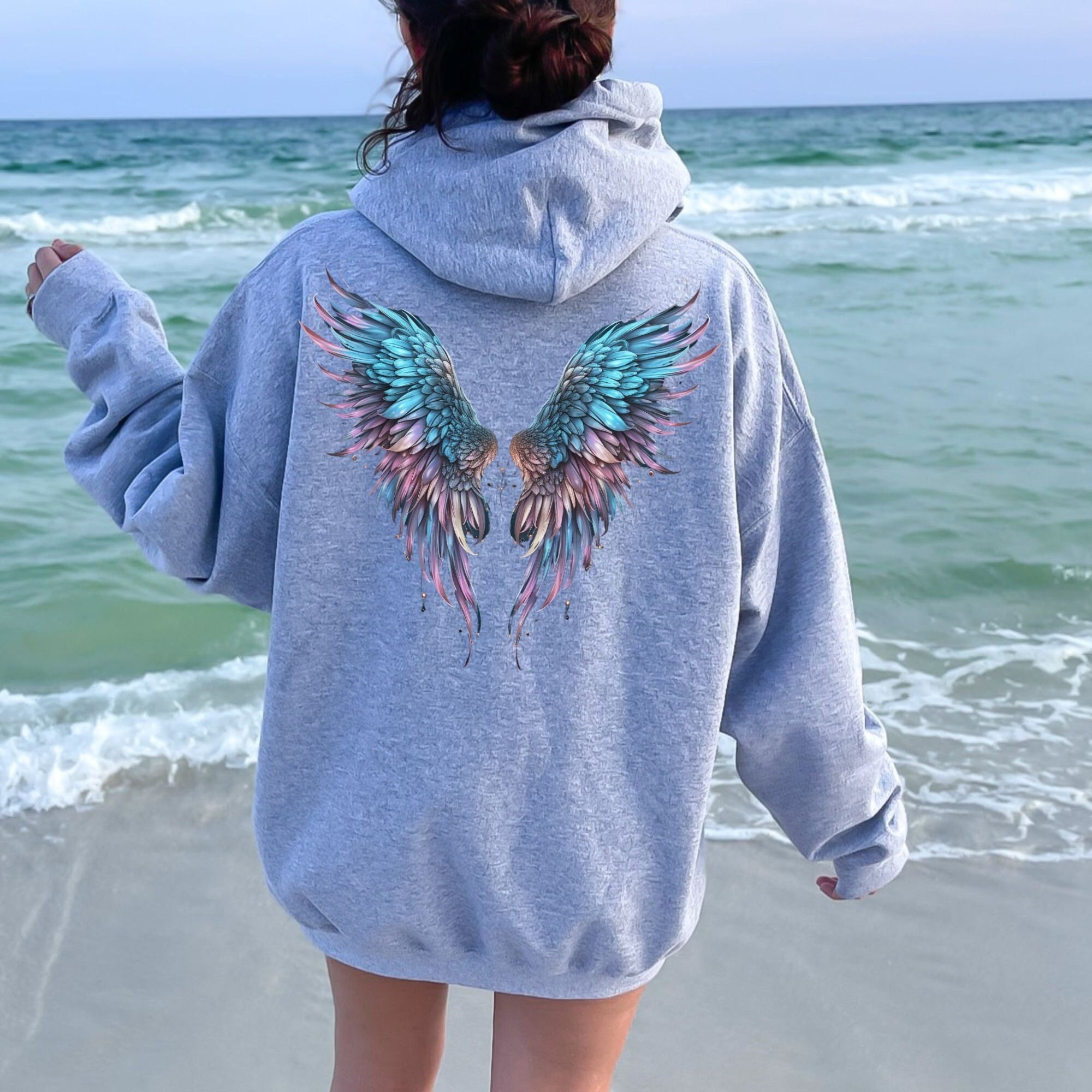 Angel Wings Angel Wings Hoodie Whimsical Hoodie Ombre Angel Wings Heavy Blend Hooded Sweatshirt Wings Hoodie Trendy Hoodie VSCO Etsy