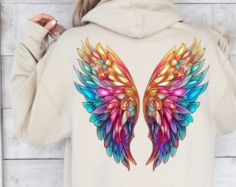 Ombre Crystal Angel Wings Hoodie: Heavy Blend Sweatshirt
