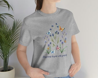 Floral Tee, Inspirational Shirt, Cute Butterfly Tshirt, Butterfly Shirt, Embrace Change, Butterfly Species Apparel, Botanical Clothing, Top