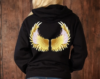 Wings Hoodie, Angel Wings, Golden Angel Wings Hoodie, Golden Hoodie, Gold Angel Wings Heavy Blend Hooded Sweatshirt, Trendy Hoodie, Gift