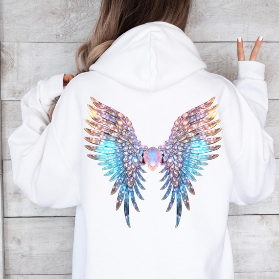 Angel Wings, Angel Wings Hoodie, Whimsical Hoodie, Crystal