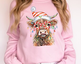 Sweat De Noël Femme Imprimé Vache Des Highlands - Polaire Sherpa, Manches Longues - Pull Fantaisie Chaud Et Amusant - 9