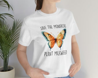 Plant Milkweed T-shirt, Cute Butterfly Tshirt, Insect Tee, Butterfly Shirt, Butterfly Species Apparel, Botanical Clothing, Gift For Her, Tee