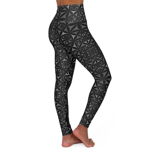 Geometric High Waist Leggings, Women's Yoga Pants, Workout Fitness Tights, Patterned Leggings for Yoga and Exercise, Athletic Compression