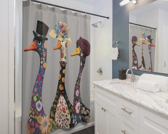 Silly Goose Shower Curtain Quirky Bathroom Decor
